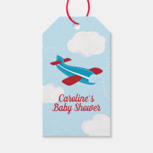 Retro Airplan Baby Shower Presentetikett