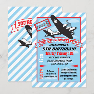 Retro Airplan Födelsedagsfest inbjudan