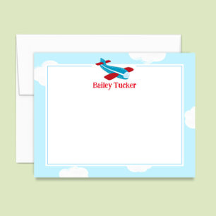 Retro Airplan Little Aviator Boy Stationery Anteckningskort