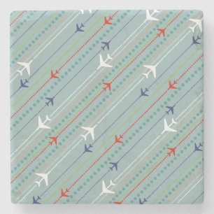 Retro Airplan Mönster Marble Stone Underlägg