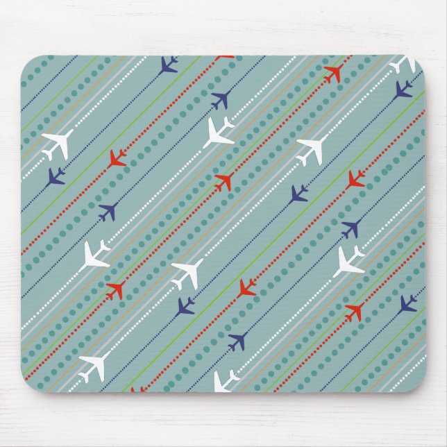 Retro Airplan Mönster Mousepad Musmatta (Framsidan)