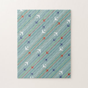 Retro Airplan Mönster Puzzle Pussel