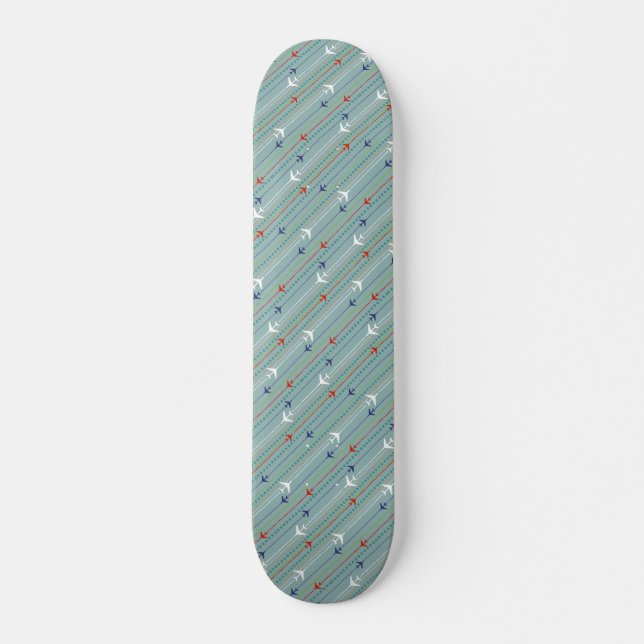 Retro Airplan Mönster Skateboard (Framsida)
