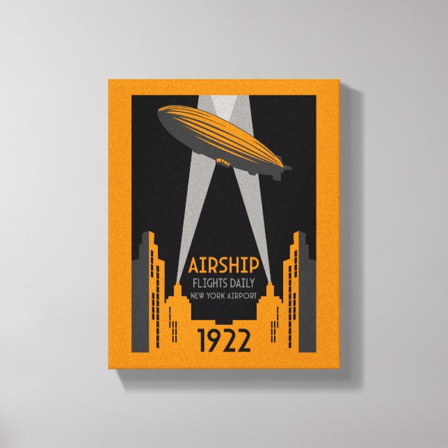 Retro Airship Travel 1920 Canvastryck (Framsida)