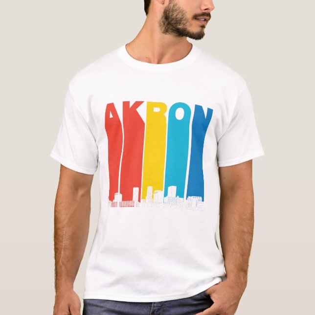 Retro Akron Ohio horisont T-shirt (Framsida)