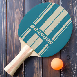 Retro Akvamarin Brädremsor med Namn Pingisracket