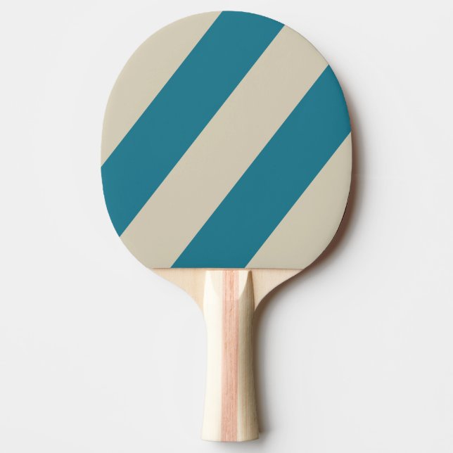 Retro Akvamarin Tre Feta Ränder Pingisracket (Framsidan)