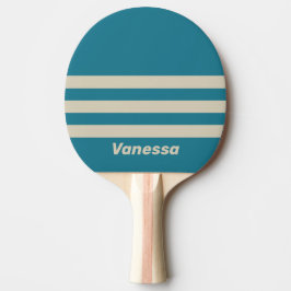 Retro Akvamarin Tre Tvärgående Ränder med Namn Pingisracket