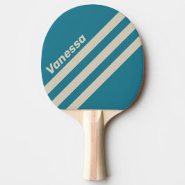 Retro Akvamarin Trevinklad Randig med Namn Pingisracket