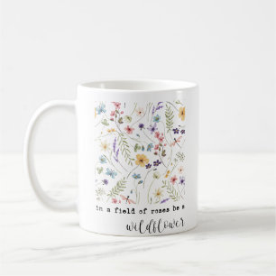 Retro akvarell vilda blommor Inspirerande Citat Kaffemugg