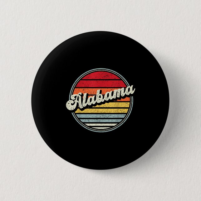 Retro Alabama Home State Coola 70-talet Stil Sunse Knapp (Framsida)