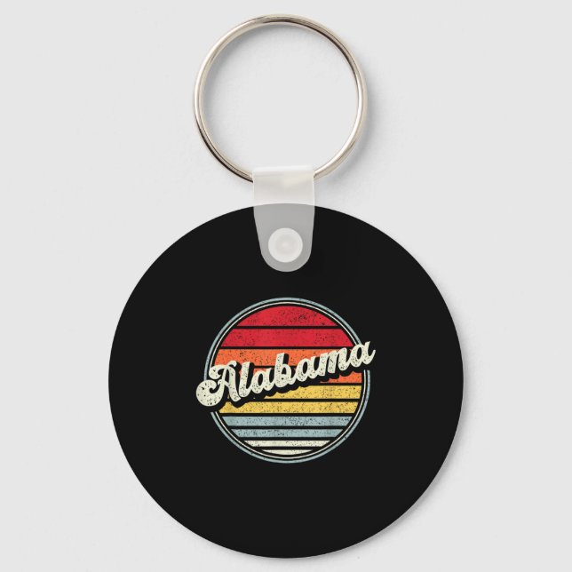 Retro Alabama Home State Coola 70-talet Stil Sunse Nyckelring (Framsida)