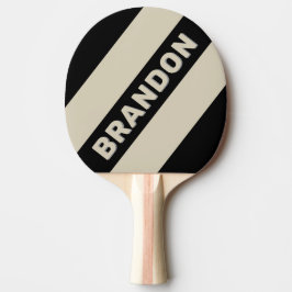 Retro Alabaster Tre Feta Ränder med Namn Pingisracket