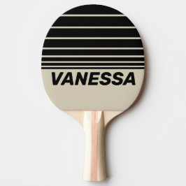 Retro Alabaster Tre Horisontell Randig med Namn Pingisracket