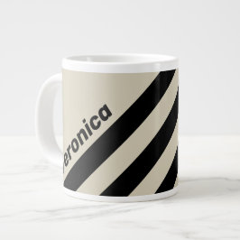 Retro Alabaster Tre Ränder med Namn Jumbo Mugg