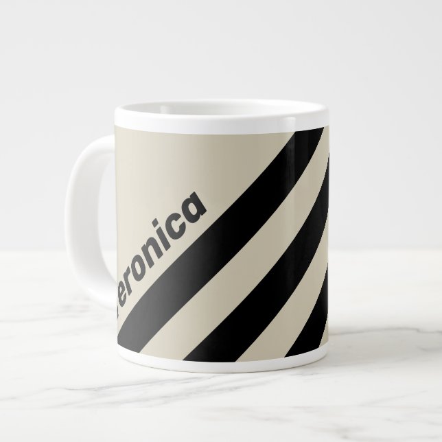Retro Alabaster Tre Ränder med Namn Jumbo Mugg (Framsida vänster)