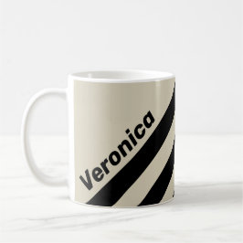 Retro Alabaster Tre Ränder med Namn Kaffemugg
