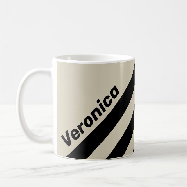 Retro Alabaster Tre Ränder med Namn Kaffemugg (Vänster)