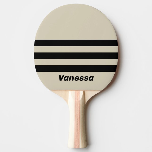 Retro Alabaster Tre Tvärgående Ränder med Namn Pingisracket (Framsidan)