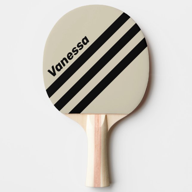 Retro Alabaster Trevinklad Randig med Namn Pingisracket (Framsidan)