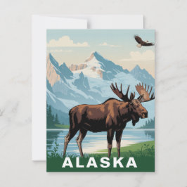 Retro Alaska Älg Berg Vykort