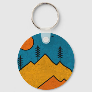 Retro Alaska Anchorage Mountain Souvenir 80s Nyckelring