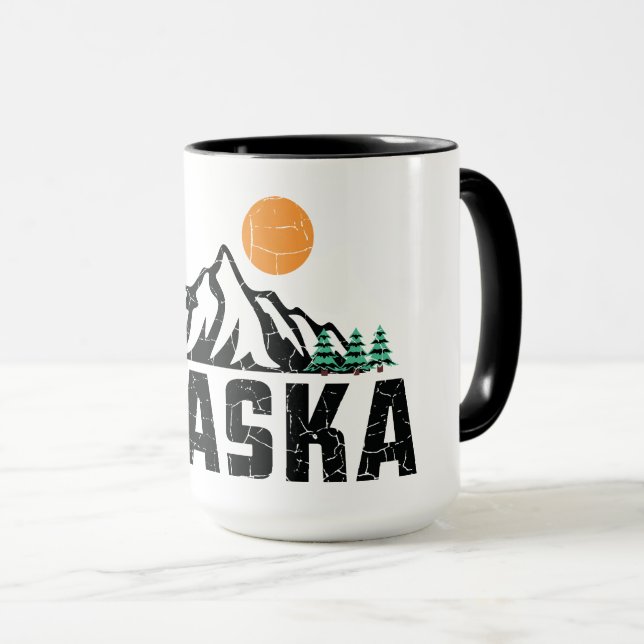 Retro Alaska Mountain Sunset Mugg (Framsida höger)