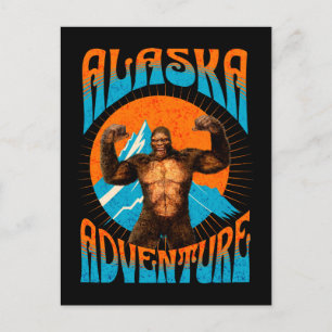 Retro Alaska Sasquatch BergsÄventyr Helg Vykort