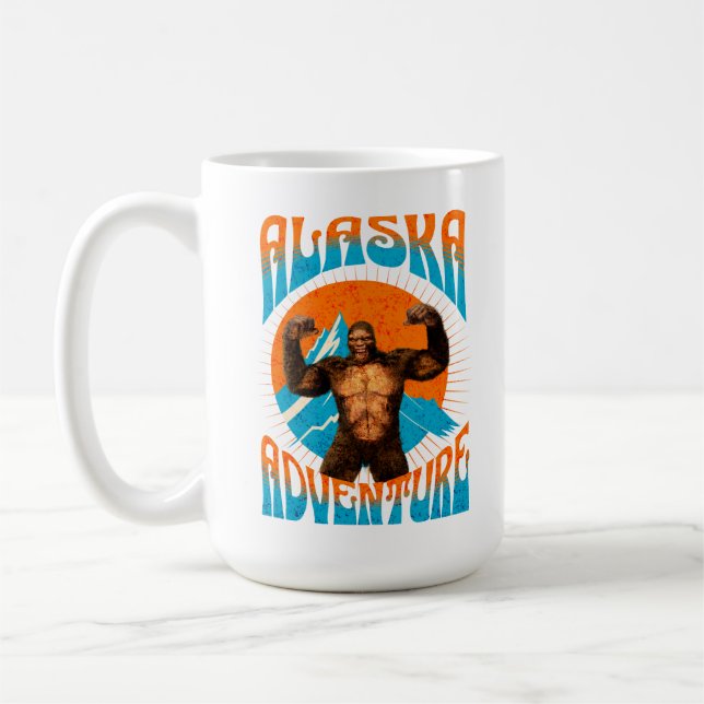 Retro Alaska Sasquatch BergsÄventyr Kaffemugg (Vänster)