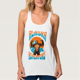 Retro Alaska Sasquatch BergsÄventyr Linne Med Racerback