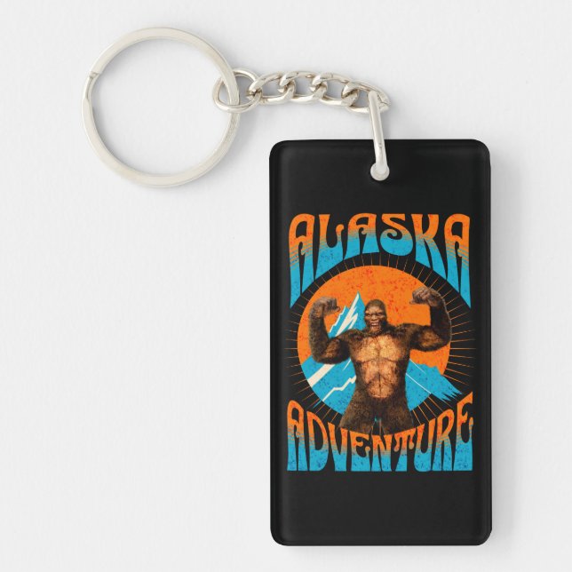 Retro Alaska Sasquatch BergsÄventyr Nyckelring (Framsidan)