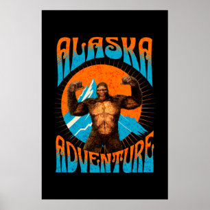 Retro Alaska Sasquatch BergsÄventyr Poster