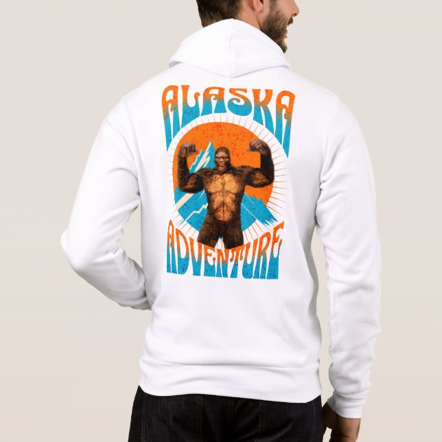 Retro Alaska Sasquatch BergsÄventyr T Shirt (Baksida)