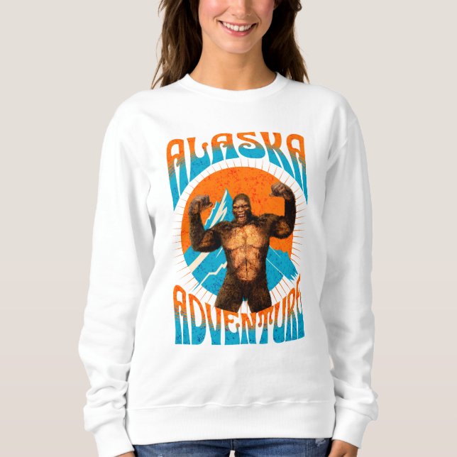 Retro Alaska Sasquatch BergsÄventyr T Shirt (Framsida)