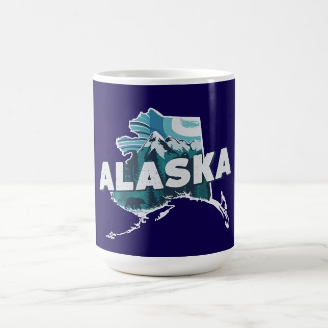 Retro Alaska Scenia Silhouette Kaffemugg (Center)