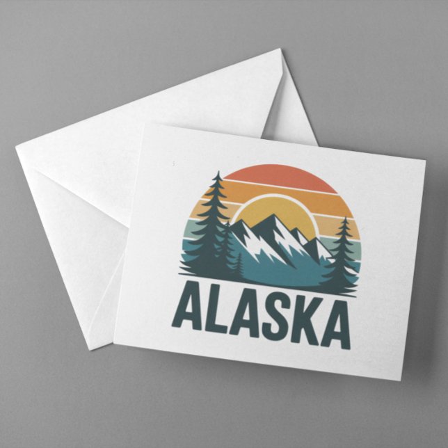 Retro Alaska SolnedgångsÄventyr  Vykort (Retro Alaska Sunset Adventure Postcard)