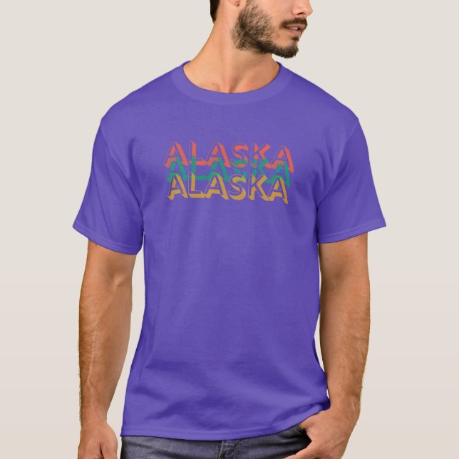 Retro Alaska State Design Överstorlek T Shirt (Framsida)