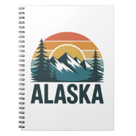 Retro Alaska Sunset Adventure Anteckningsbok