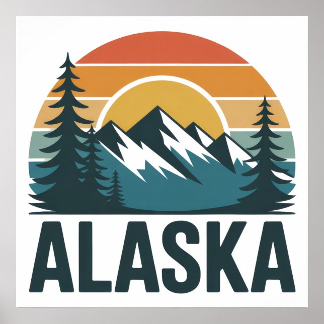 Retro Alaska Sunset Adventure  Poster (Framsidan)