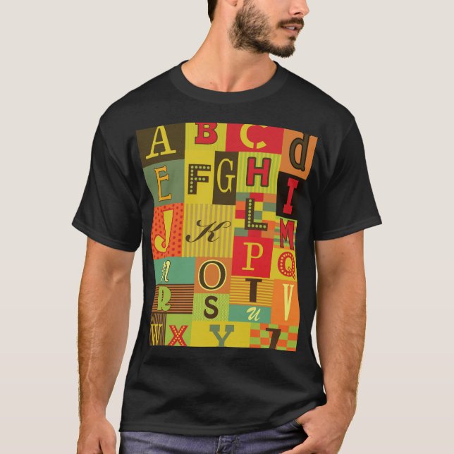 Retro-alfabet, vintage-charm t shirt (Framsida)