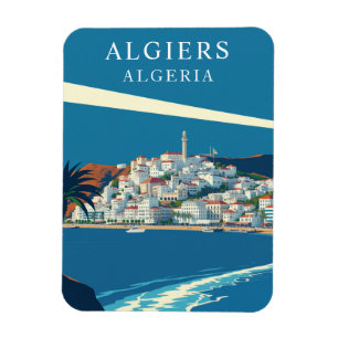 Retro Algiers Algeriet Travel Souvenir Magnet