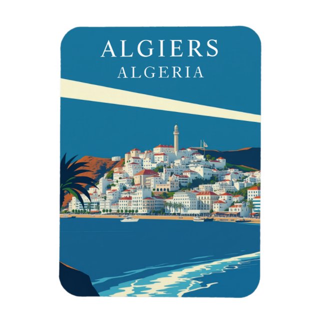 Retro Algiers Algeriet Travel Souvenir Magnet (Vertikal)