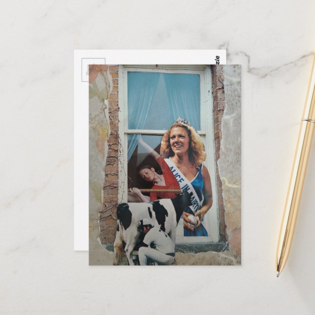 Retro Alice in Dairyland Collage  Vykort (Fram/Back In Situ)