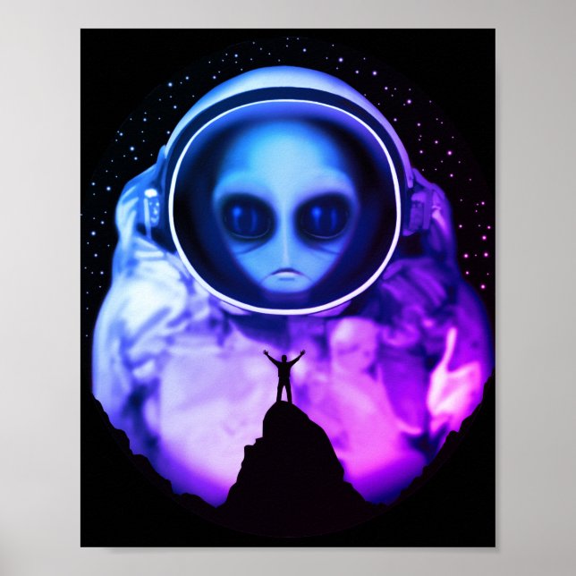 Retro Alien Astronaut Poster (Framsidan)