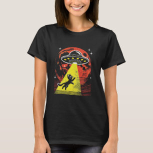 Retro Alien Beam UFO Cat Abduction Cosmic Space Ca T Shirt