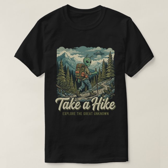 Retro Alien Bigfoot Utomhusutrustning T Shirt (Design framsida)