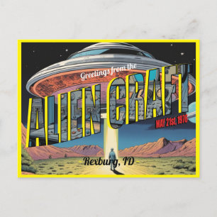 Retro Alien Craft Vykort
