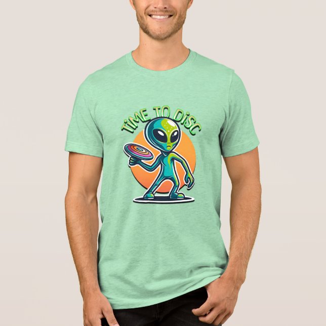 Retro Alien Disk Golf T Shirt (Framsida)