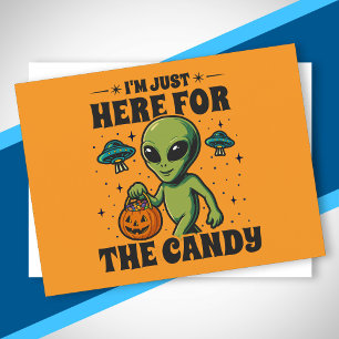 Retro Alien Jag är bara här för Halloween-godis Helg Vykort