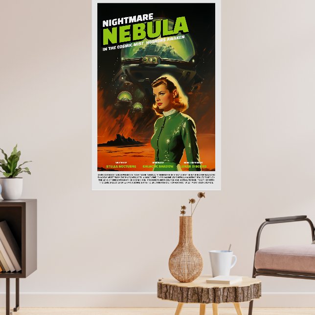 Retro Alien Sci-Fi Film Inspirerad Väggposter Poster (Vardagsrum 3)